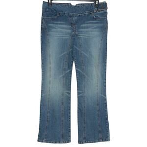 Moto Jeans Straight Y2K Retro Indie Sleaze Hipster Grunge Boho Casual Blue 32x30